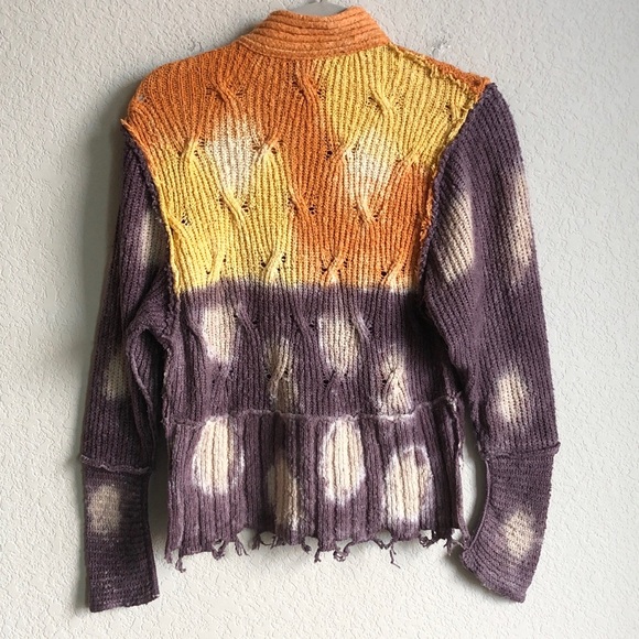 Free People Horizon Line Cardi Zip zip Cardigan Sweater Small Tie Dye - Picture 6 of 14
